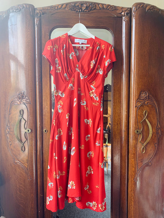 SAMPLE Piccadilly Dress matt red floral 12
