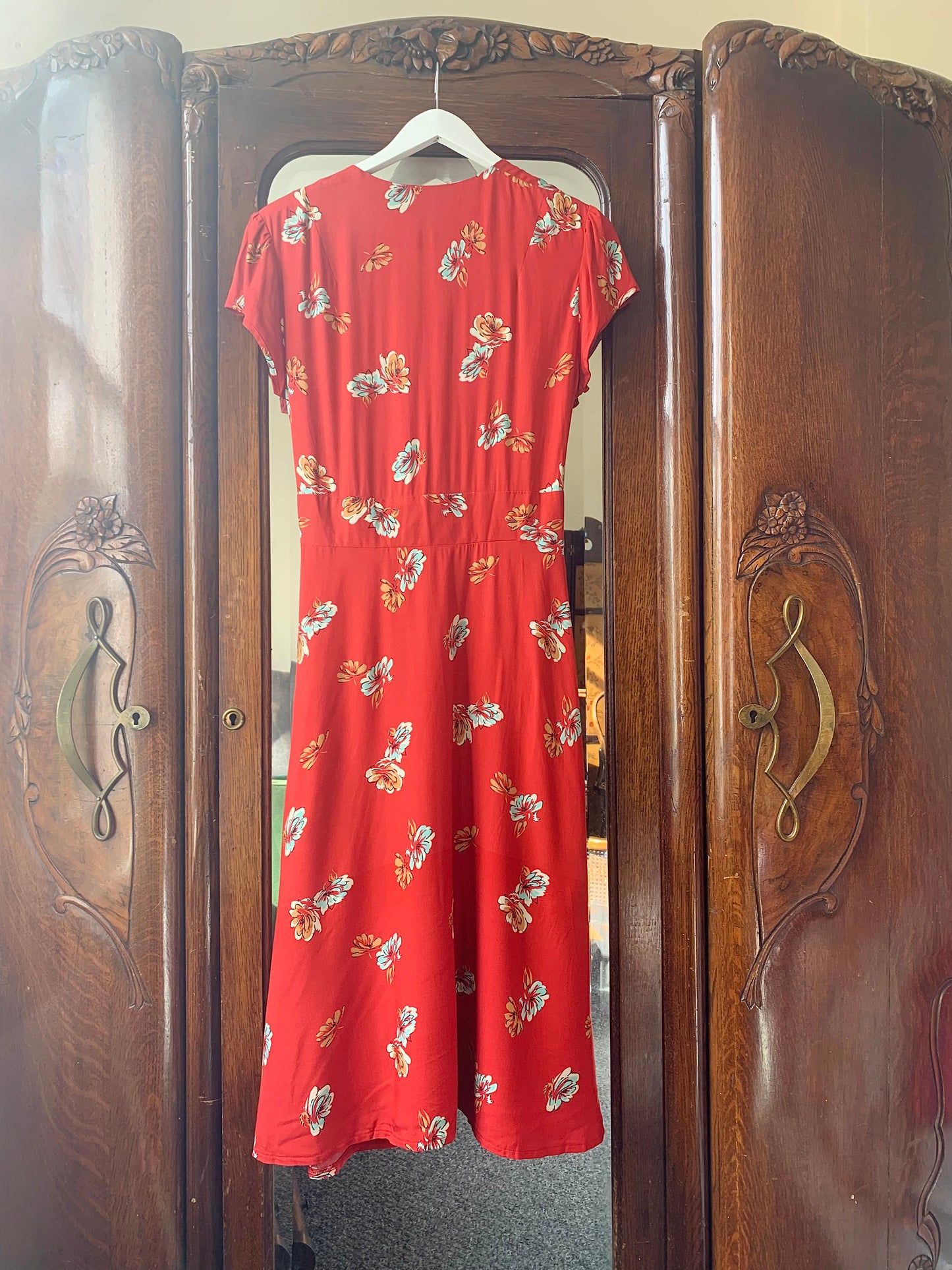 SAMPLE Piccadilly Dress matt red floral 12