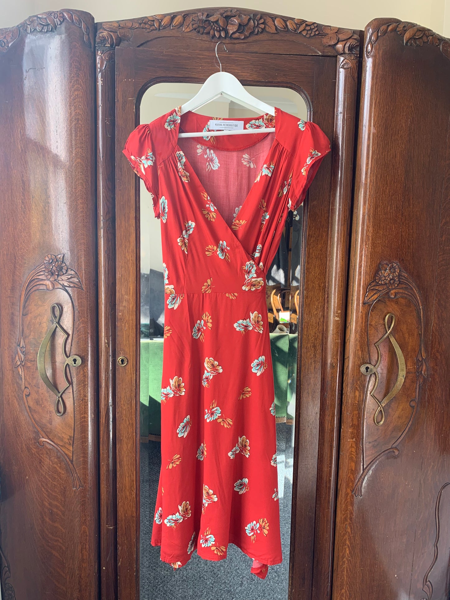 SAMPLE Wrap Dress red floral L