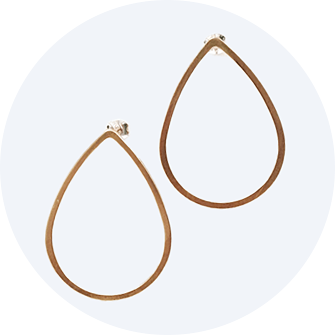 Brass teardrop shaped earrings by Brass + Bold