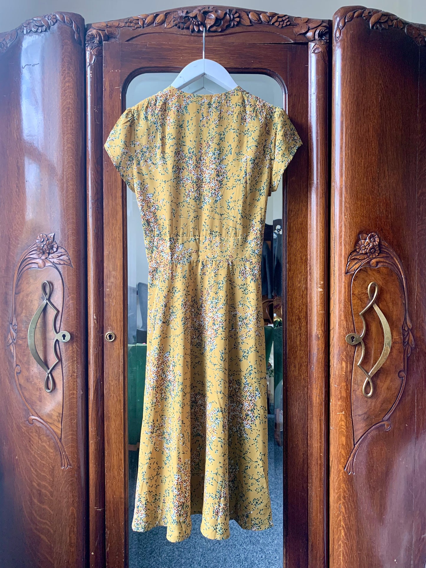 SAMPLE Piccadilly Dress mustard Floral 12