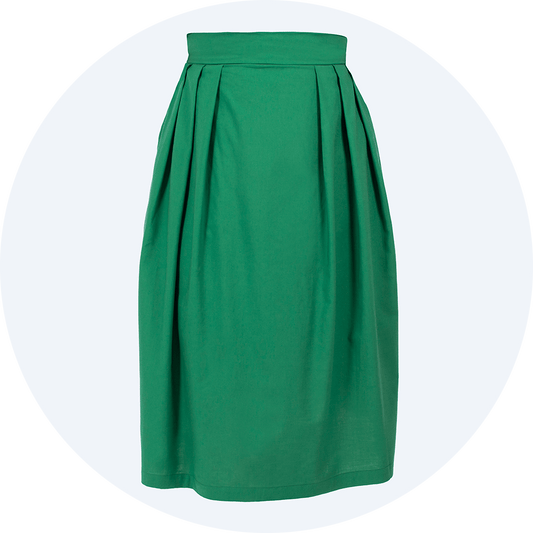 Organic cotton skirt with pleats in green