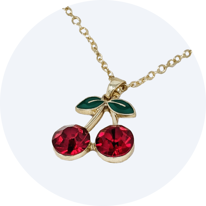 1950s rockabilly pin up cherry necklace