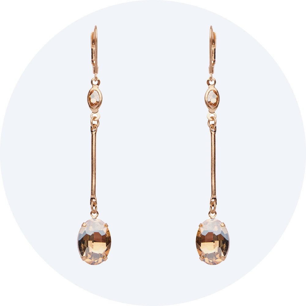 Elegant long drop earrings Camilla in rose gold