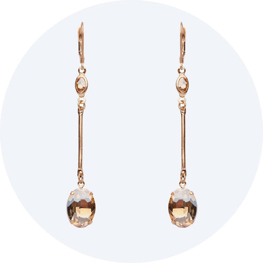 Elegant long drop earrings Camilla in rose gold