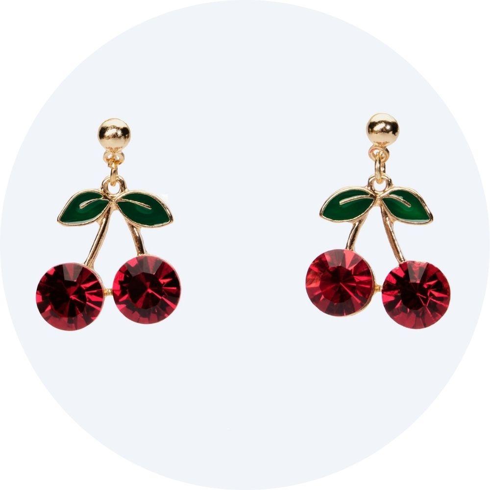 1950s rockabilly pin up cherry earrings 