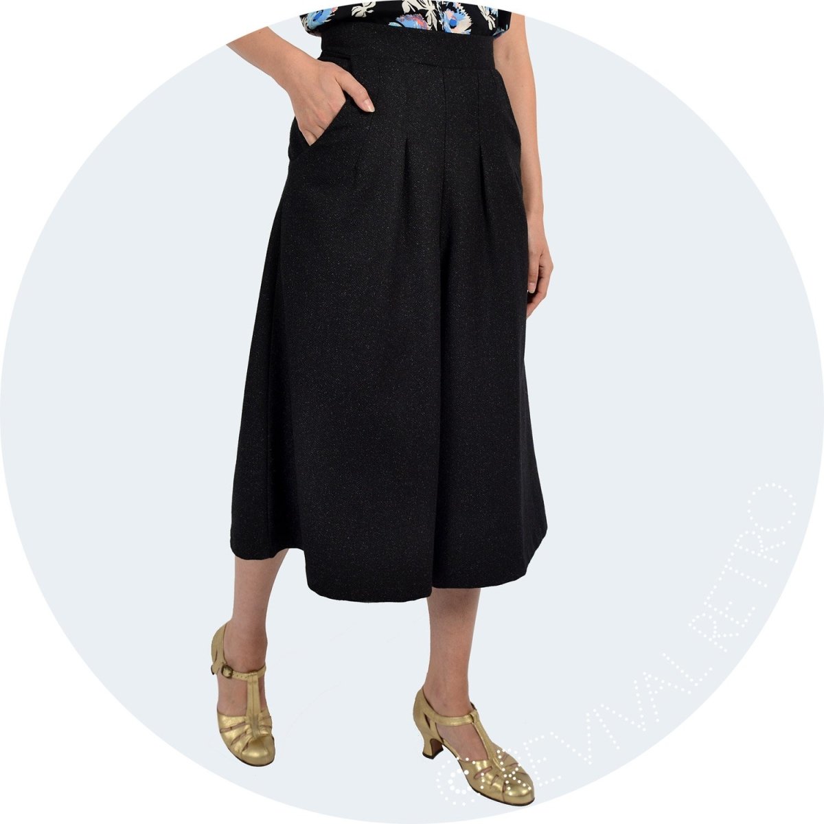 A-line Culottes made in Britain from lightweight wool 