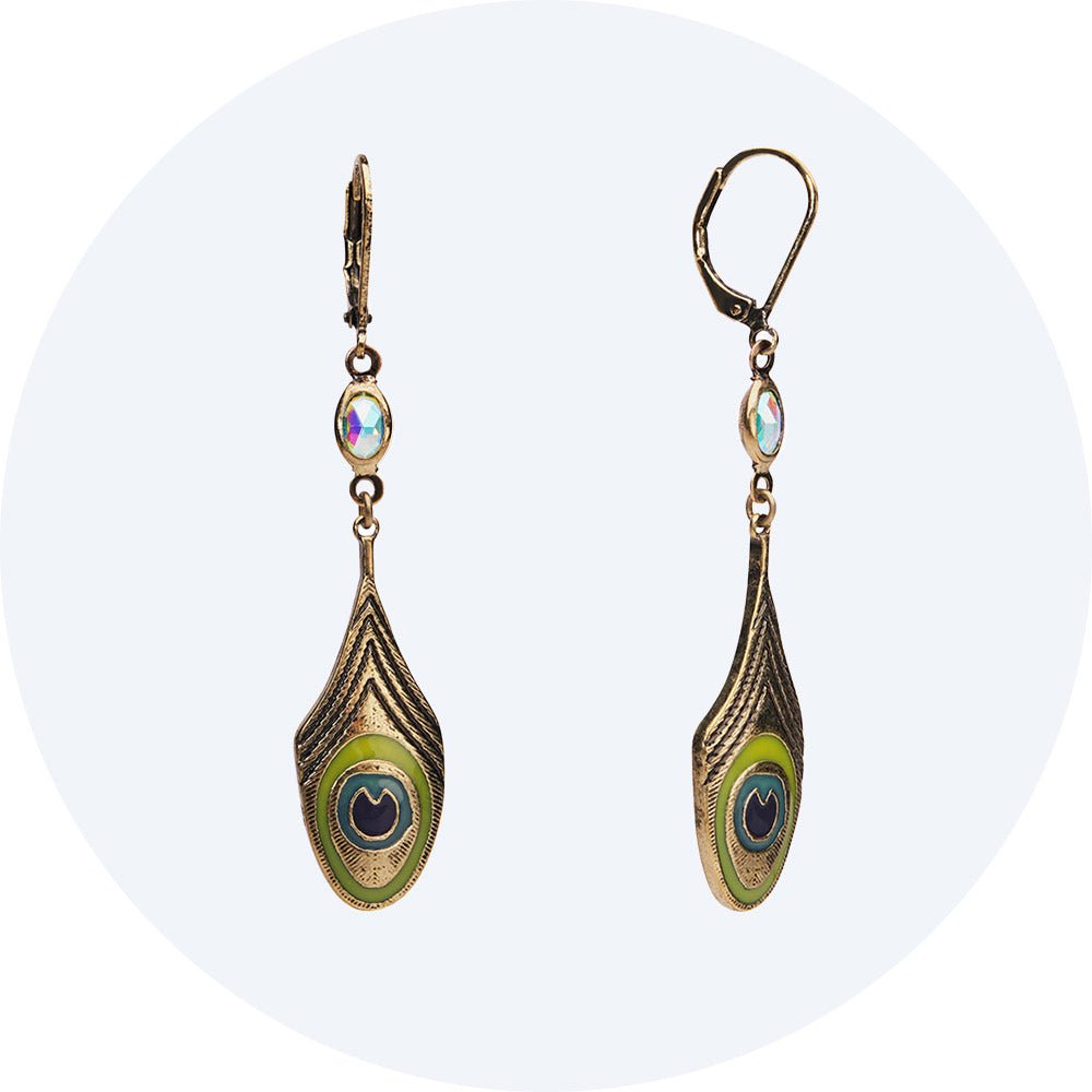 Art Nouveau peacock earrings