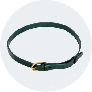 Ladies green leather belt designed to sit on the natural high waist. Made in Britain