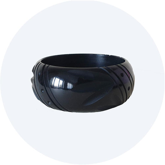 Black wide bangle by Bow & Crossbones