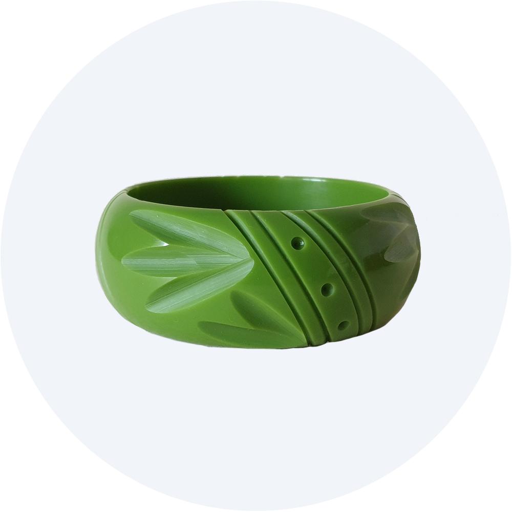 Pear green wide bangle by Bow & Crossbones