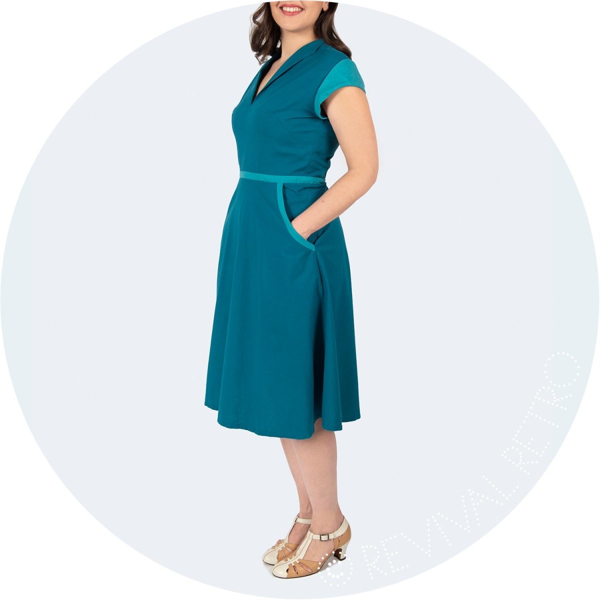 Organic Cotton Dress Teal and Blue