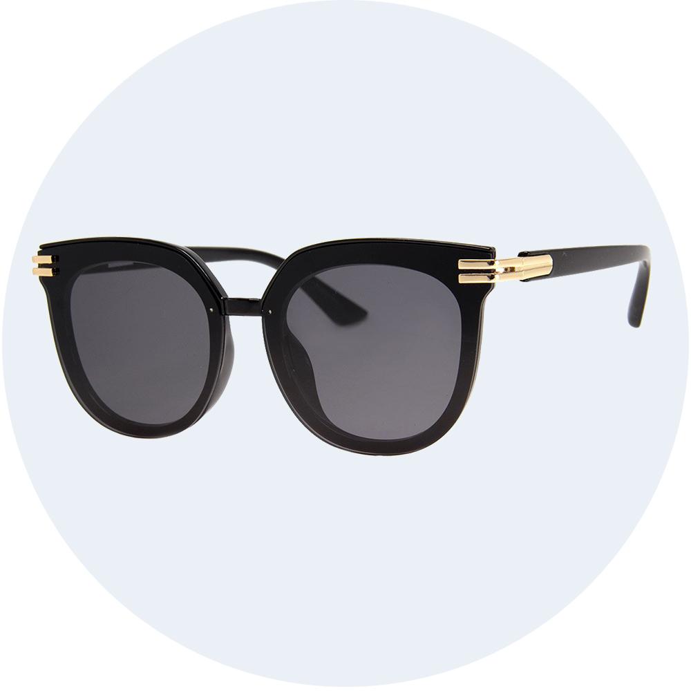 AJ Morgan Womens Sunglasses Black with Gold Detailing Soft Square Shape