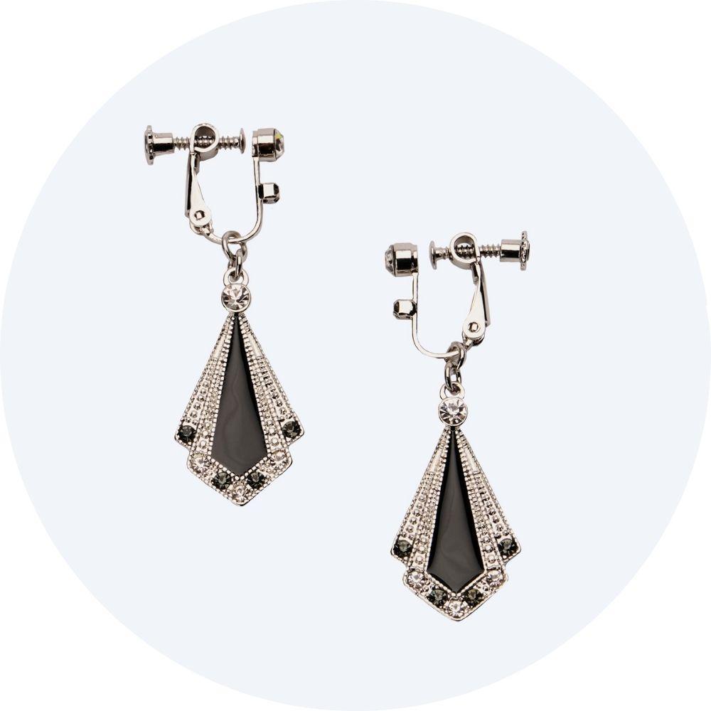 1920s monochrome art deco inspired earrings 