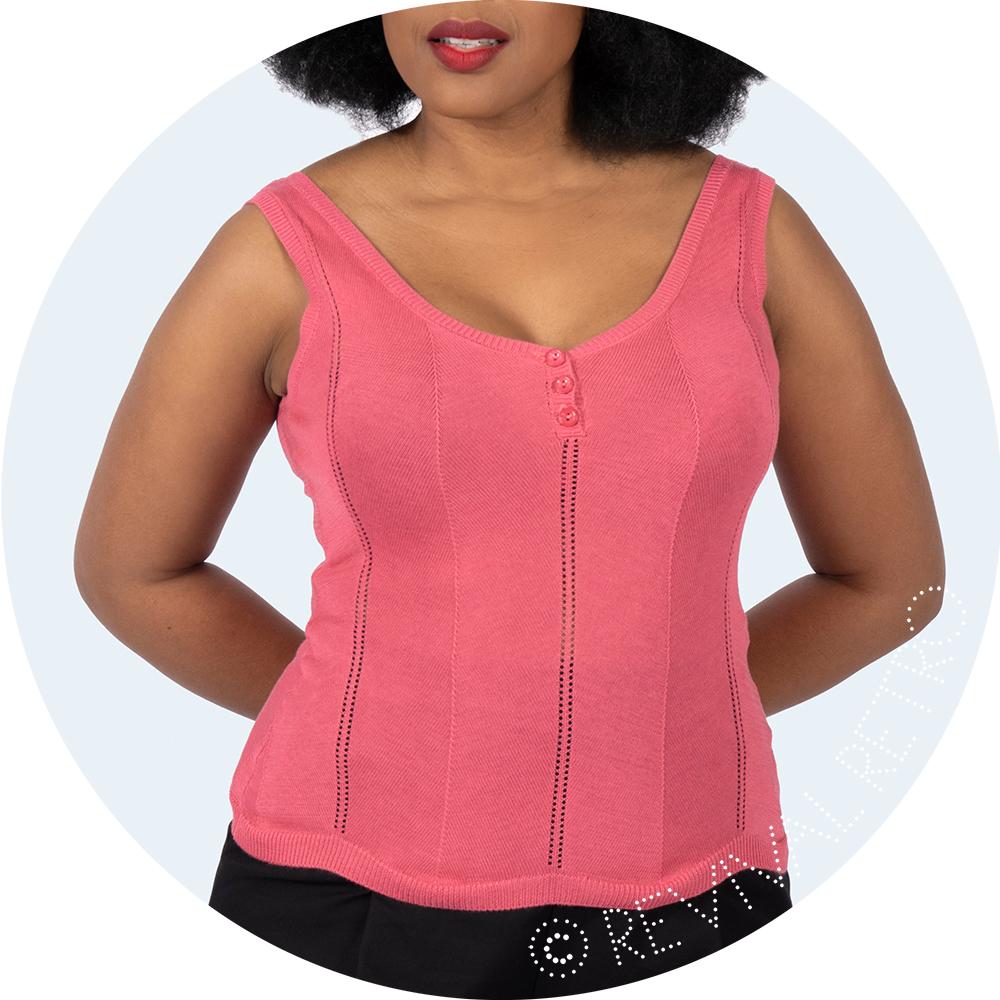 Watermelon Pink Knitted Top Casual Camisole Emmy Design