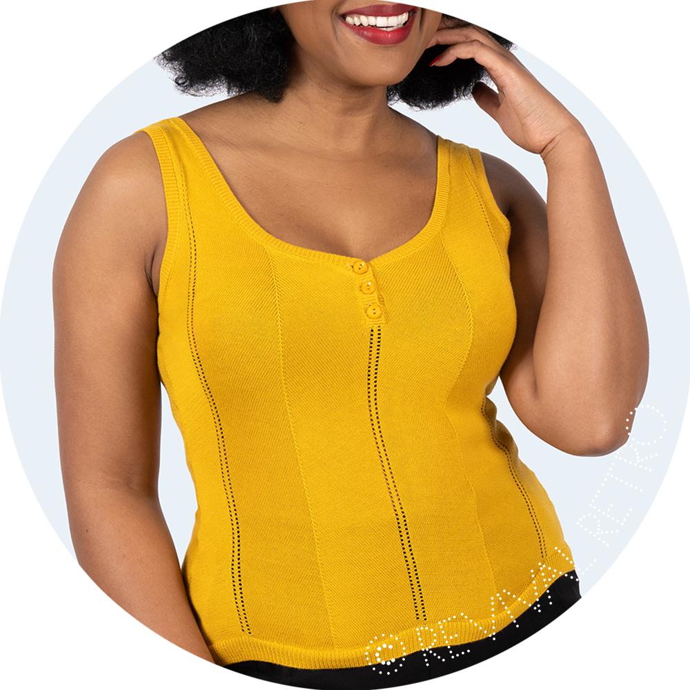 Marigold Yellow Knitted Top Casual Camisole Emmy Design