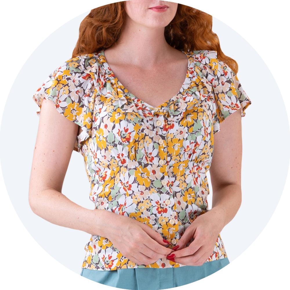 Floral yellow meadow print top Emmy Design