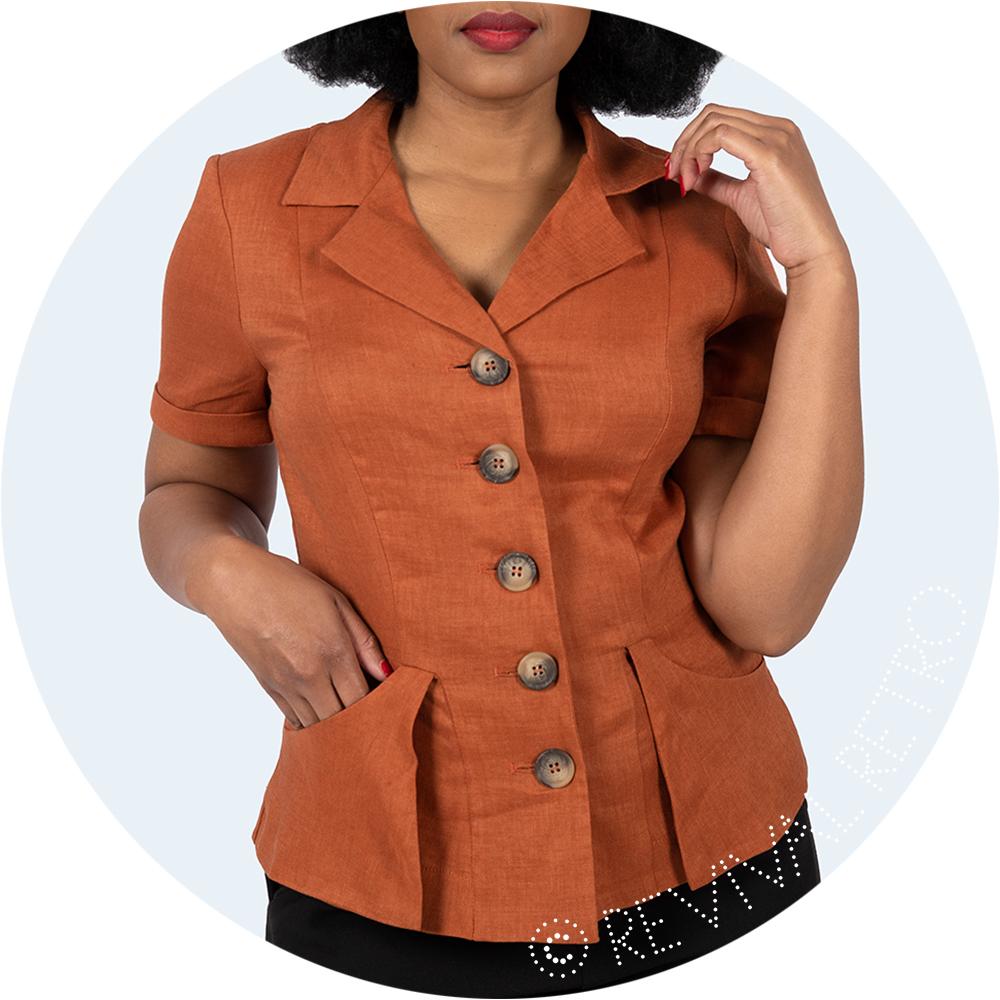 Cinnamon Linen Jacket En Route Emmy Design