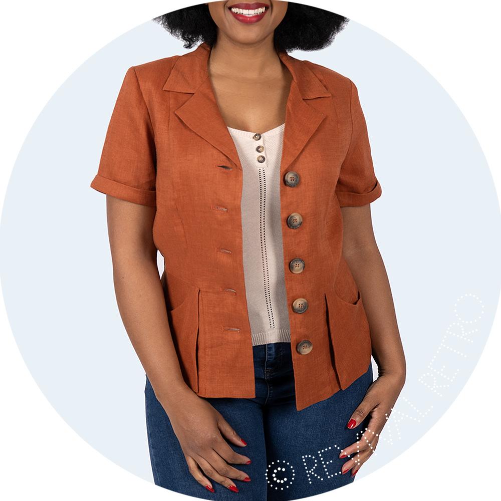Cinnamon Linen Jacket En Route Emmy Design