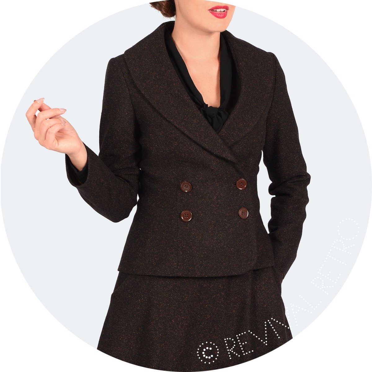 Womens double breasted suit jacket with shawl collar