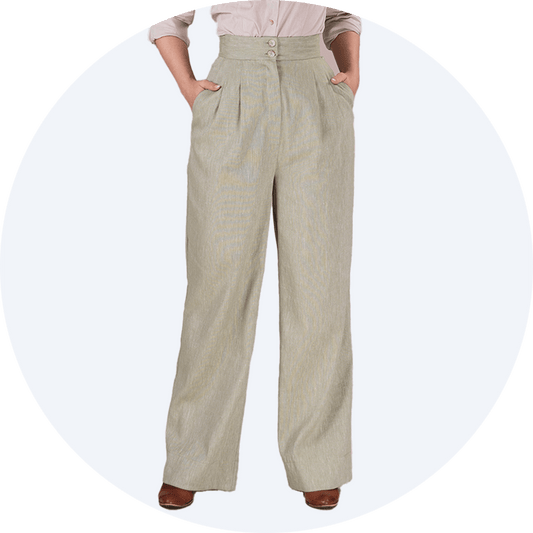Sage Green high waisted vintage style trousers- The Good Old Grandpa pants by Emmy Design Sweden