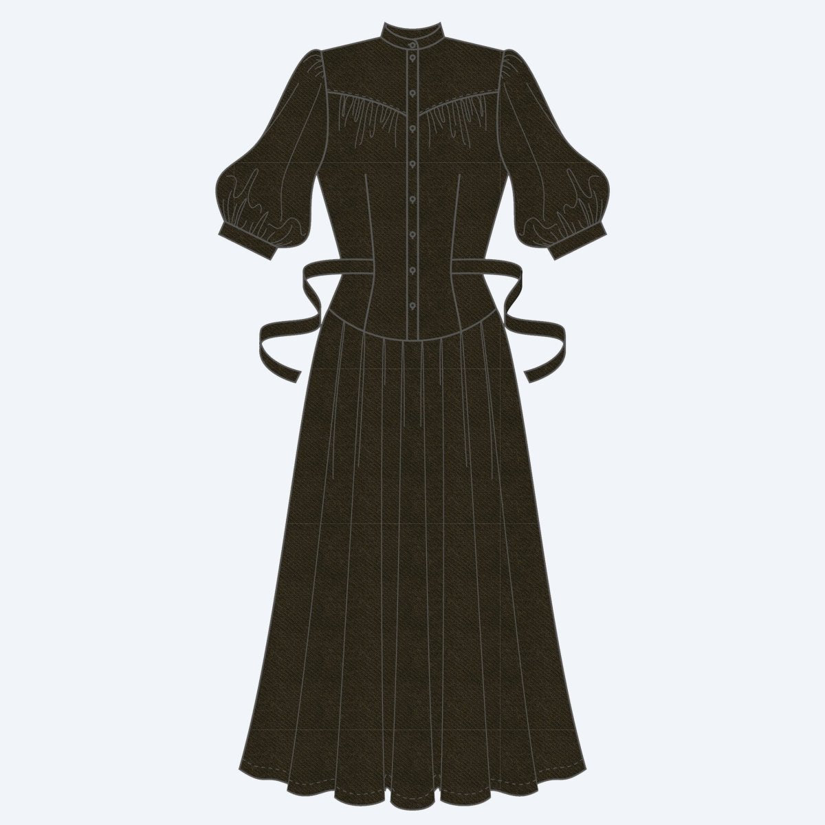 Computer line drawing of the Green Gables dress
