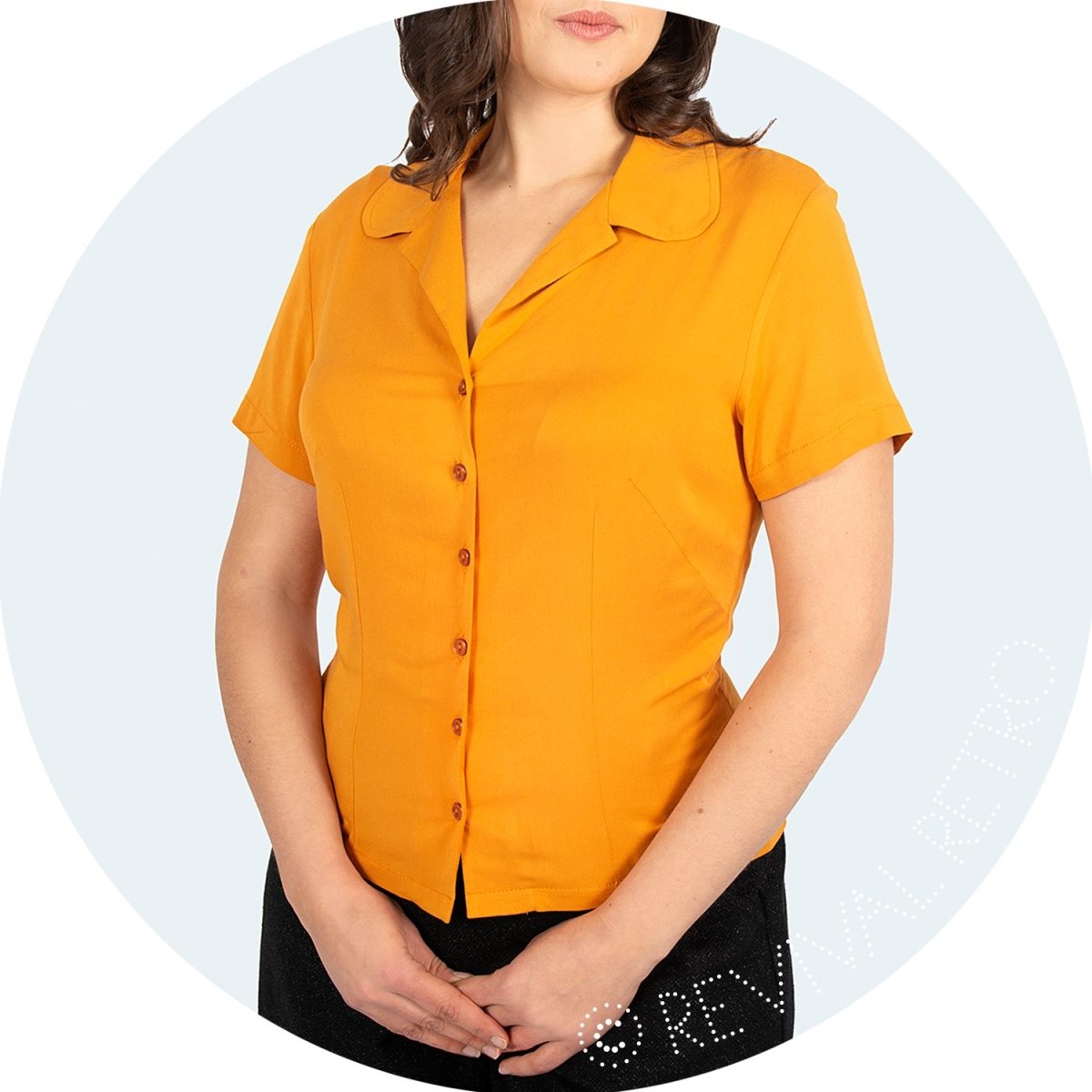 Short sleeve mustard blouse