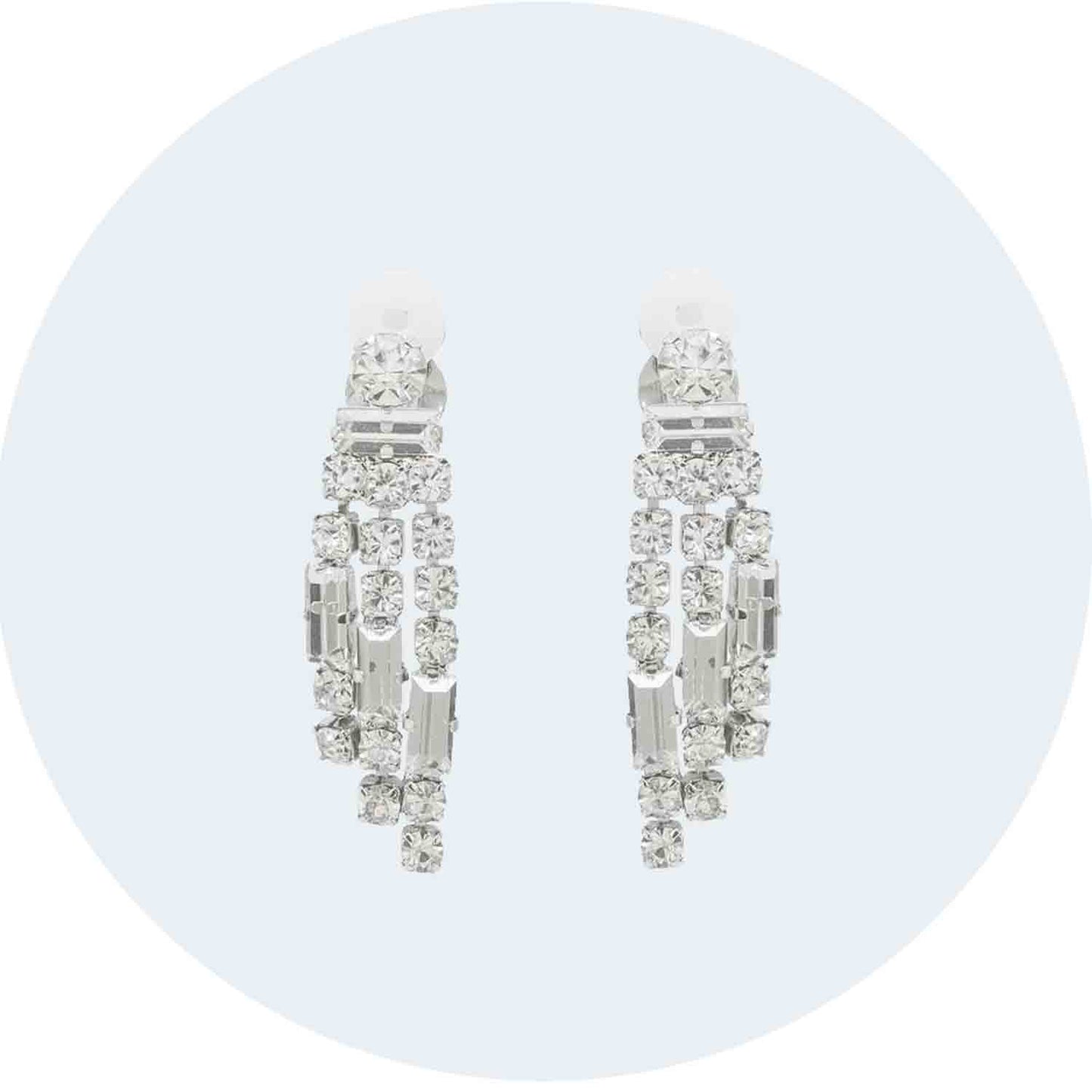 Tiered Crystal Clip Earrings