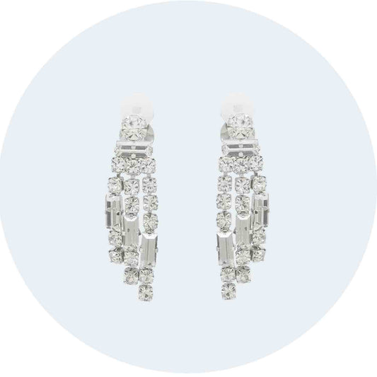 Tiered Crystal Clip Earrings