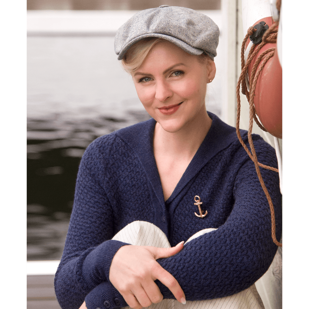 Neat Knit Jacket Cardigan by Emmy Design Sweden worn in a 1930s nautical style