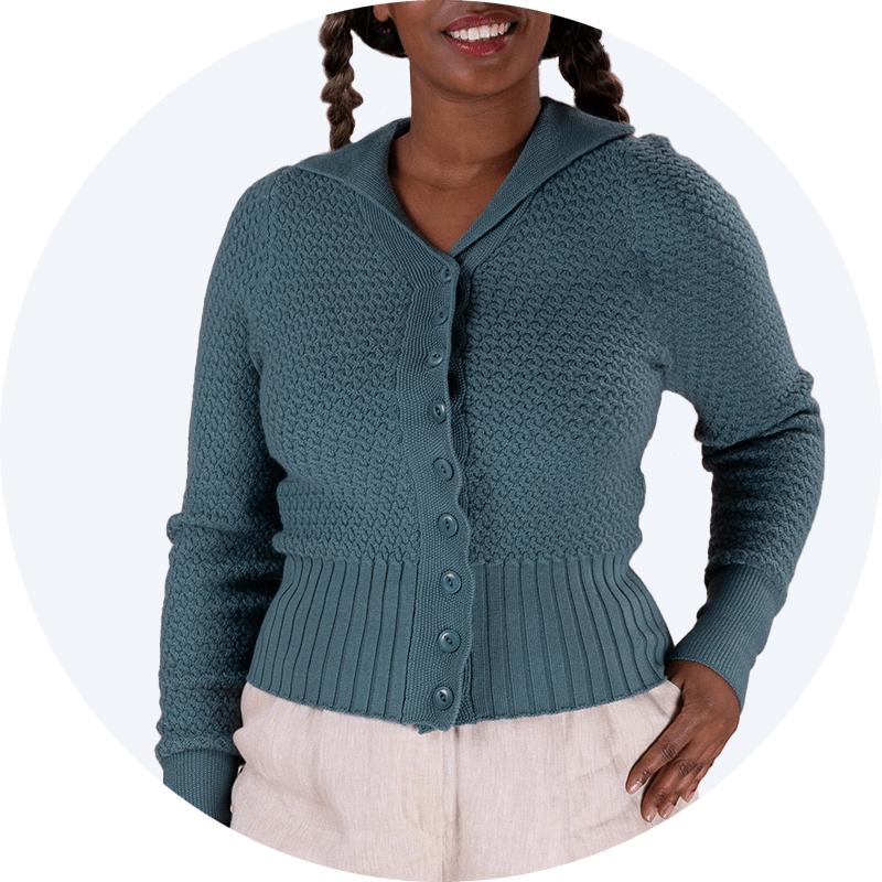 Neat Knit Jacket Cardigan by Emmy Design Sweden in Ocean Blue