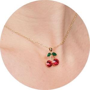 1950s rockabilly pin up cherry necklace